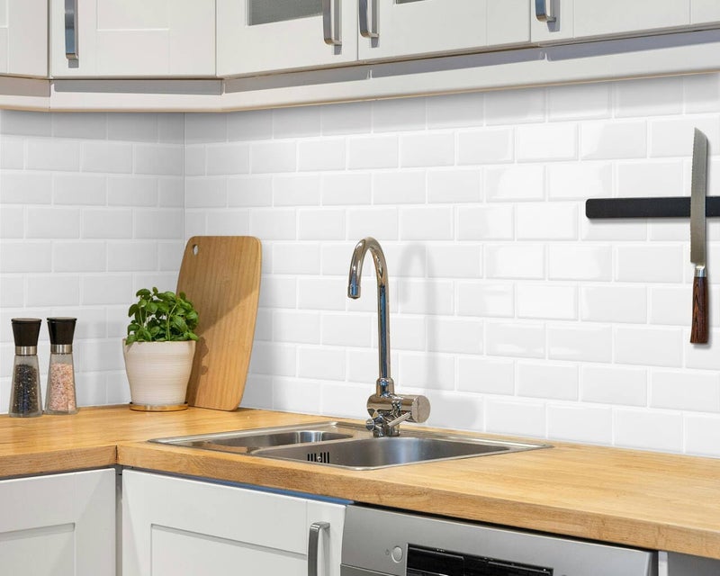 DEWOO 20-Sheet White Peel and Stick Subway Tile Backsplash Self Adhesive Brick Stickers for Kitchen Bathroom Wall (12"×12") - Image 5
